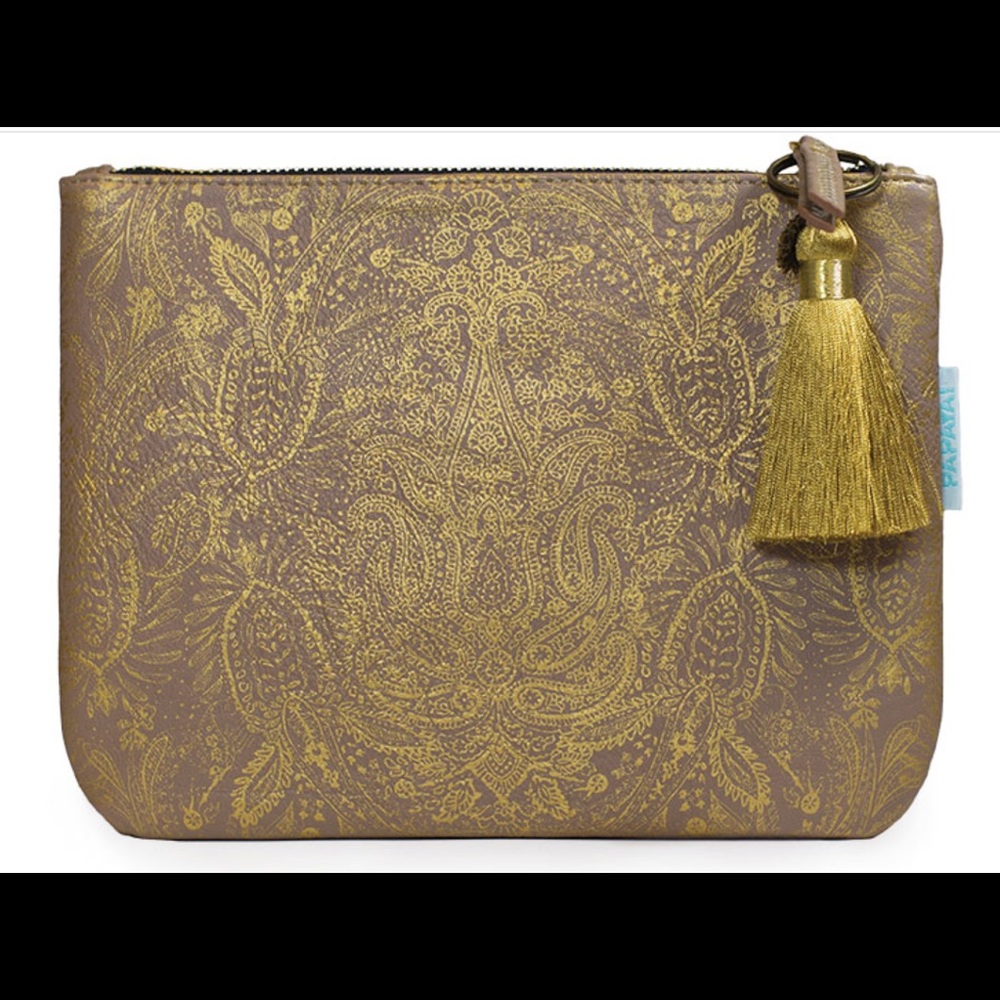Paisley gold pocket clutch
